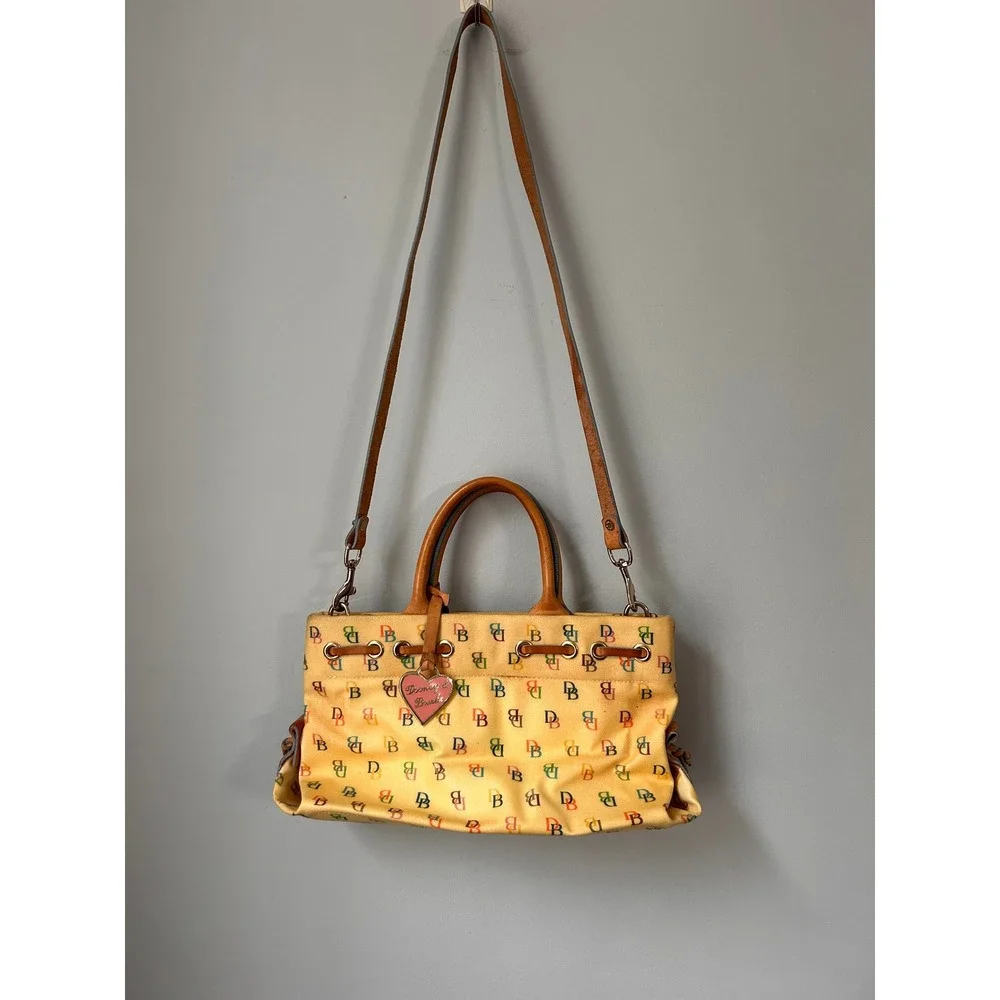 Dooney & Bourke It Bag Yellow Multi Color Monogram Canvas Satchel Crossbody